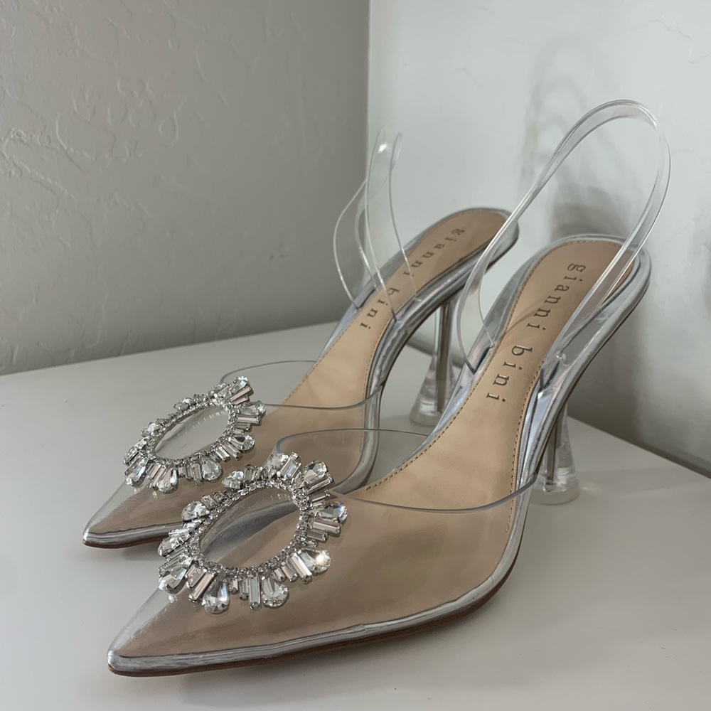Gianni Bini Shoes Gianni Bini Vivyee Clear Rhinestone Pointed Toe Pumps